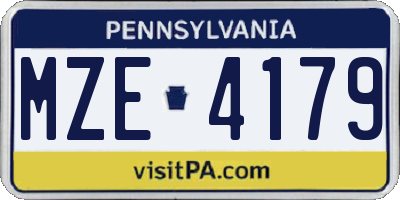 PA license plate MZE4179