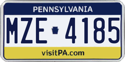 PA license plate MZE4185