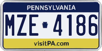 PA license plate MZE4186