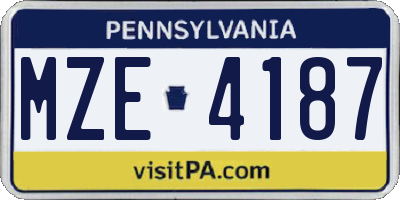 PA license plate MZE4187
