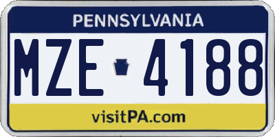 PA license plate MZE4188