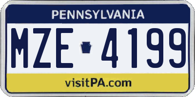 PA license plate MZE4199