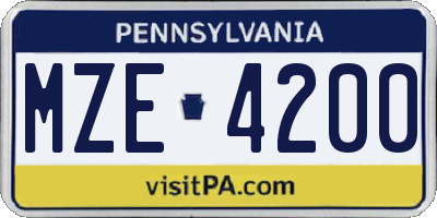 PA license plate MZE4200