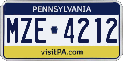 PA license plate MZE4212