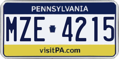 PA license plate MZE4215