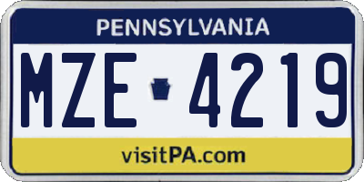 PA license plate MZE4219