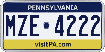 PA license plate MZE4222