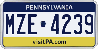 PA license plate MZE4239