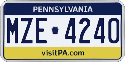 PA license plate MZE4240
