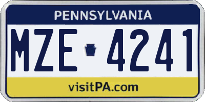 PA license plate MZE4241