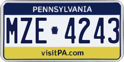 PA license plate MZE4243