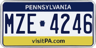 PA license plate MZE4246