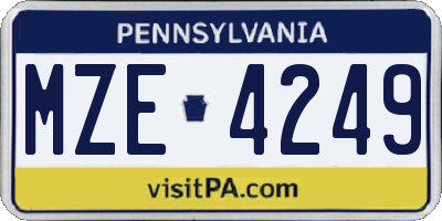 PA license plate MZE4249