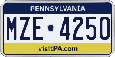 PA license plate MZE4250