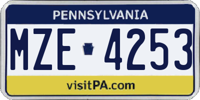 PA license plate MZE4253