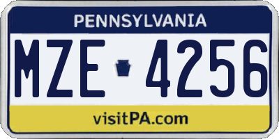 PA license plate MZE4256
