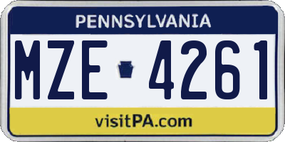 PA license plate MZE4261
