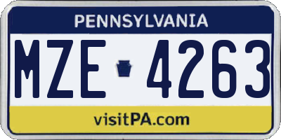 PA license plate MZE4263