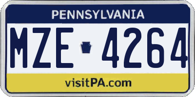 PA license plate MZE4264