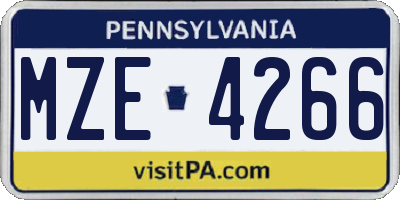 PA license plate MZE4266