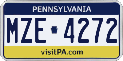 PA license plate MZE4272