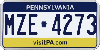 PA license plate MZE4273