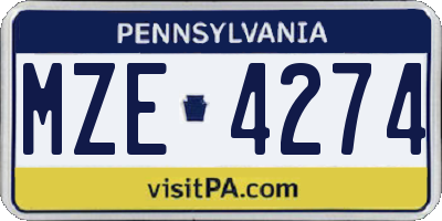 PA license plate MZE4274