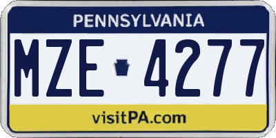 PA license plate MZE4277