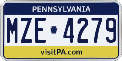PA license plate MZE4279