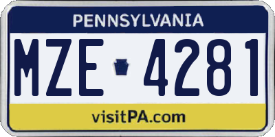 PA license plate MZE4281