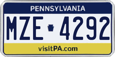 PA license plate MZE4292