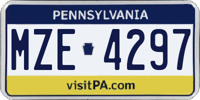 PA license plate MZE4297