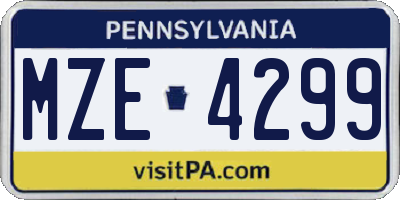 PA license plate MZE4299