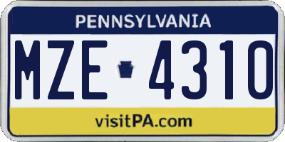 PA license plate MZE4310