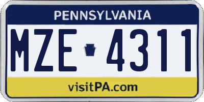 PA license plate MZE4311