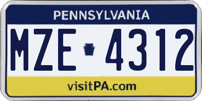 PA license plate MZE4312