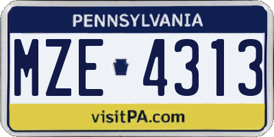 PA license plate MZE4313
