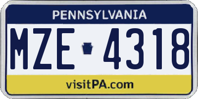 PA license plate MZE4318