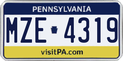 PA license plate MZE4319