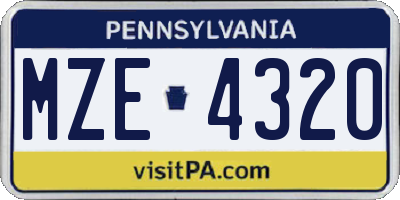 PA license plate MZE4320