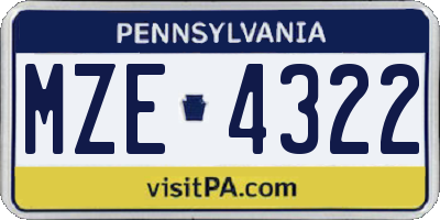 PA license plate MZE4322