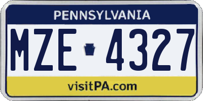 PA license plate MZE4327