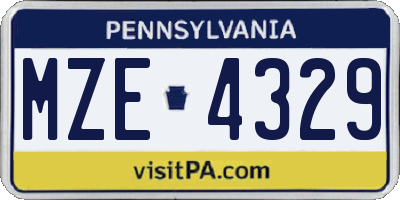 PA license plate MZE4329