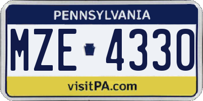 PA license plate MZE4330