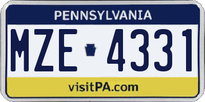 PA license plate MZE4331