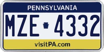 PA license plate MZE4332