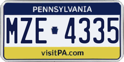 PA license plate MZE4335