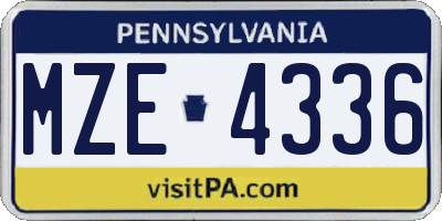 PA license plate MZE4336