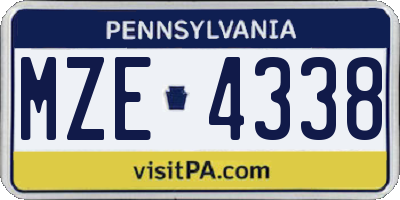 PA license plate MZE4338