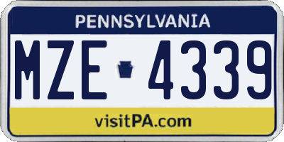 PA license plate MZE4339